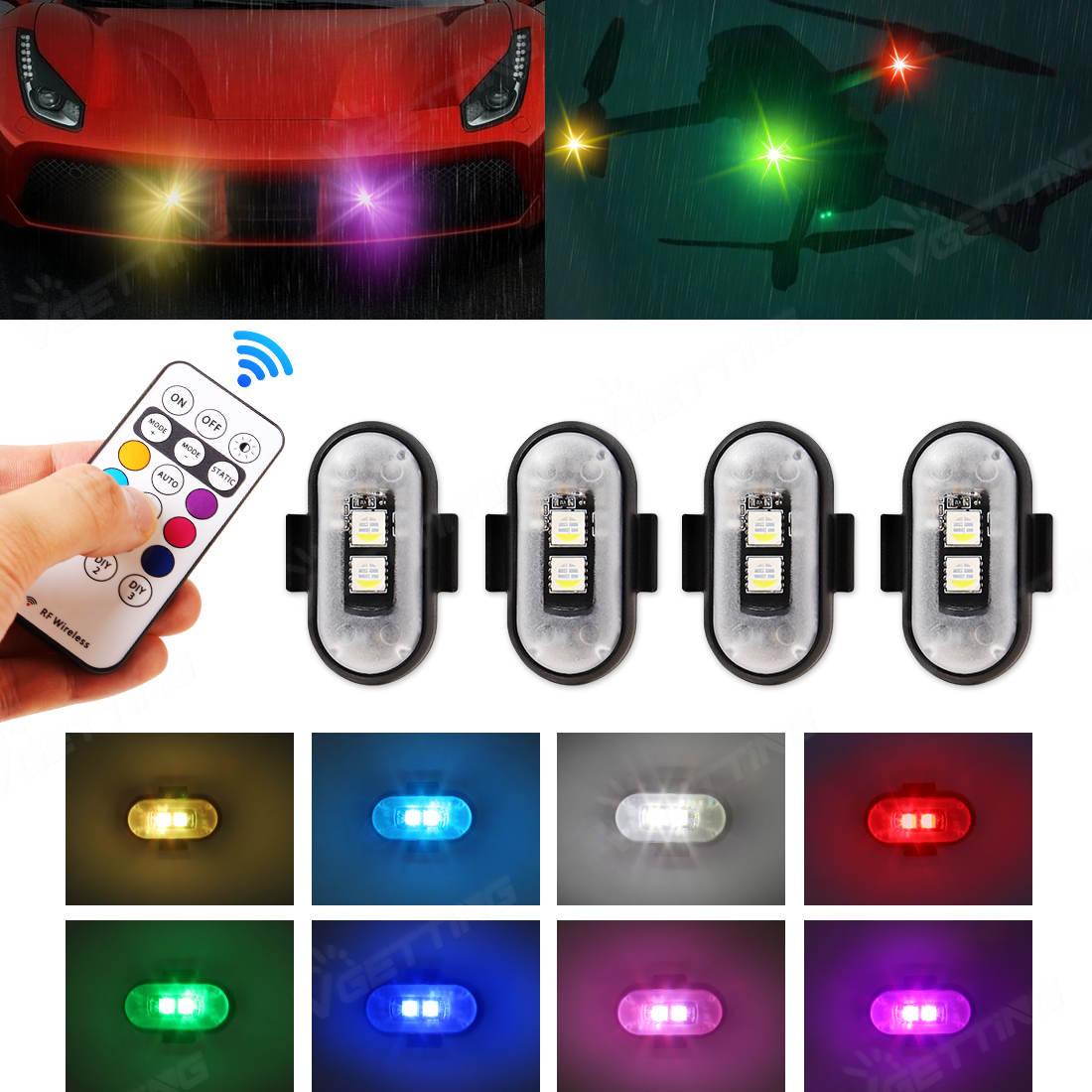 4Pcs Mini Drone Strobe Light 8 - Drone Led Light บทวิจารณ์และราคา