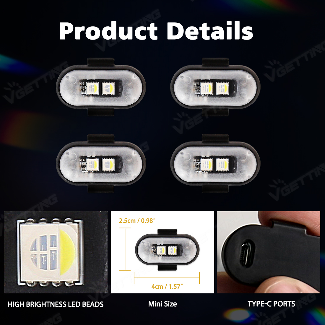 4Pcs Mini Drone Strobe Light 8 - Drone Led Light บทวิจารณ์และราคา