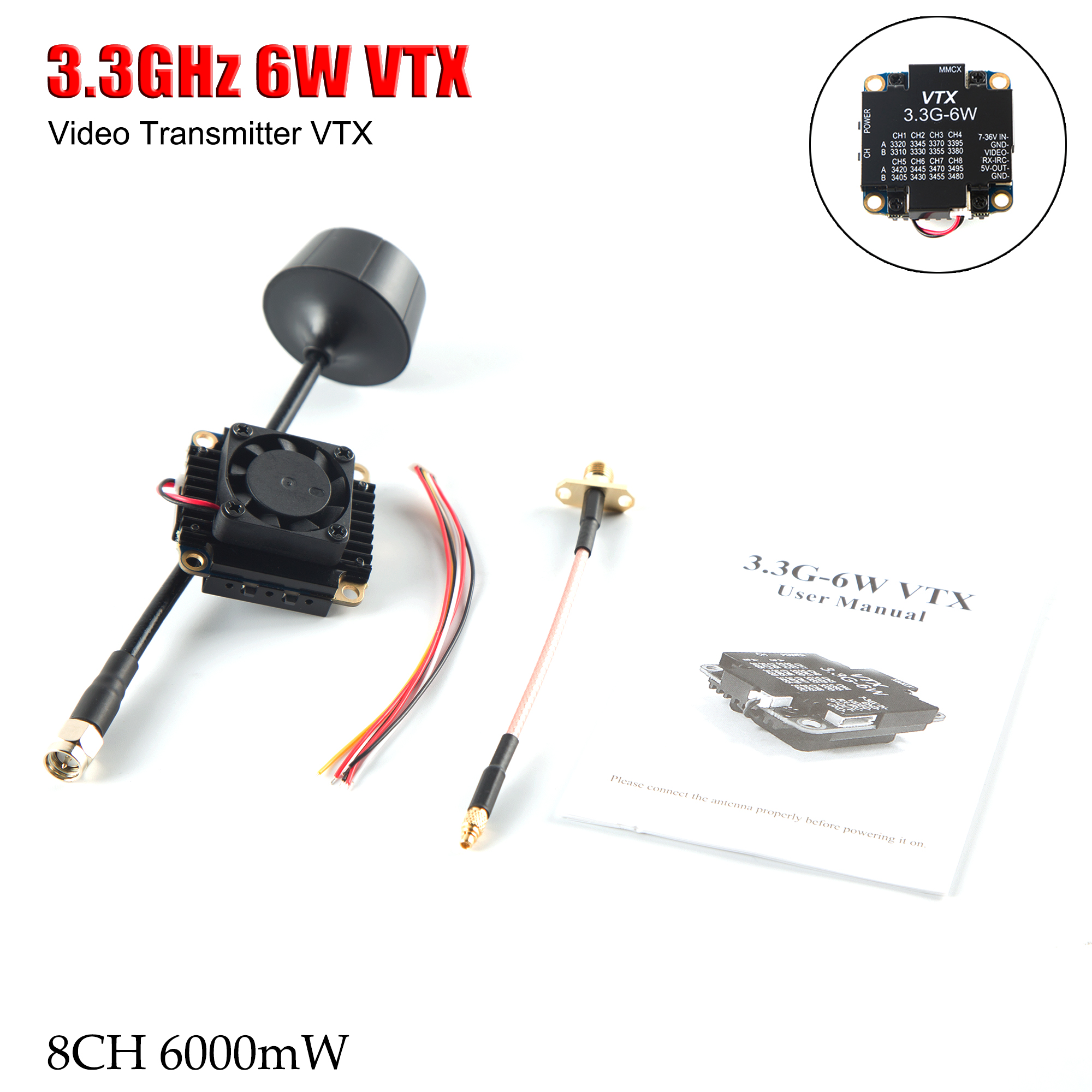 FPV Video Transmitter 3.3G 6W  - Drone Transmitter บทวิจารณ์และราคา