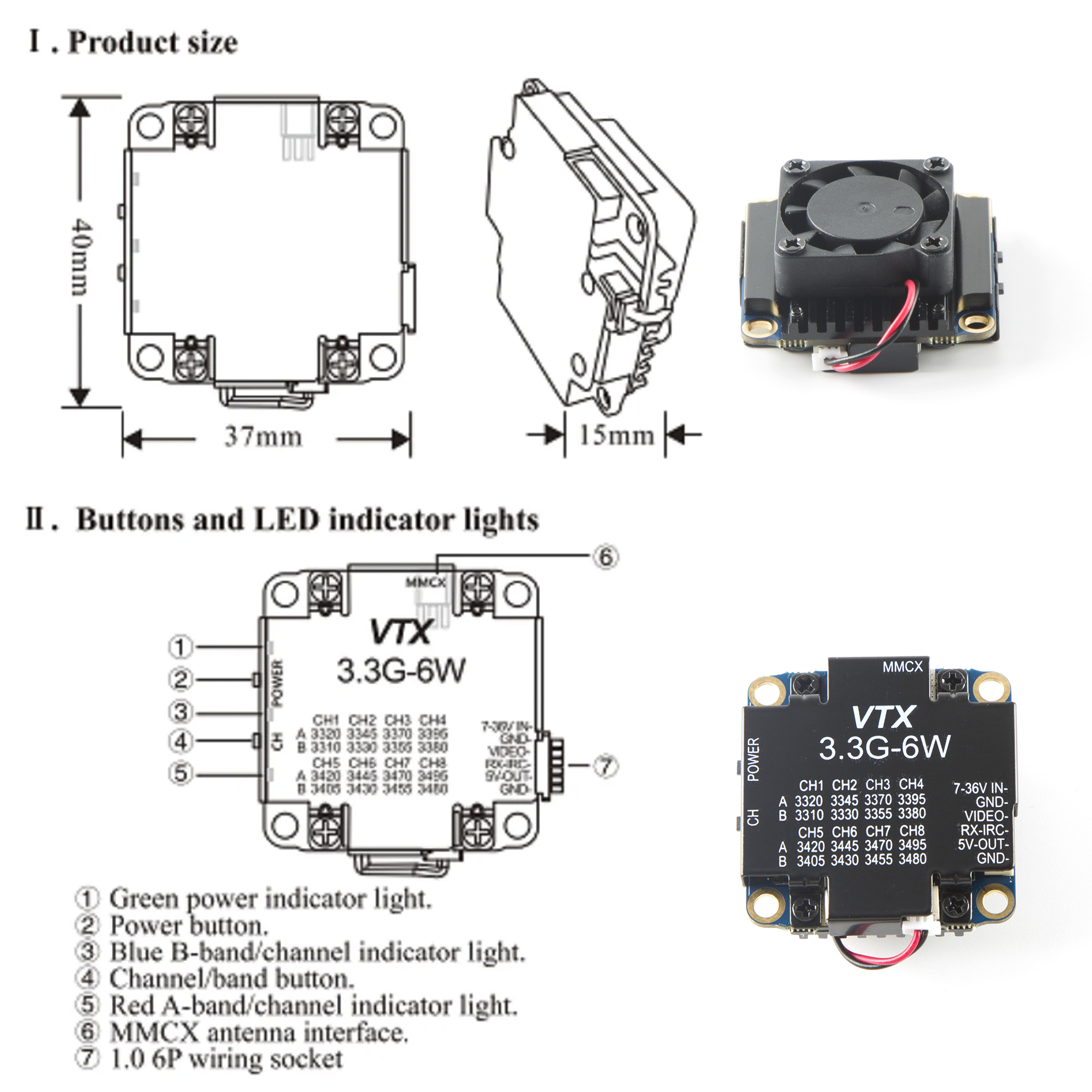 FPV Video Transmitter 3.3G 6W  - Drone Transmitter บทวิจารณ์และราคา