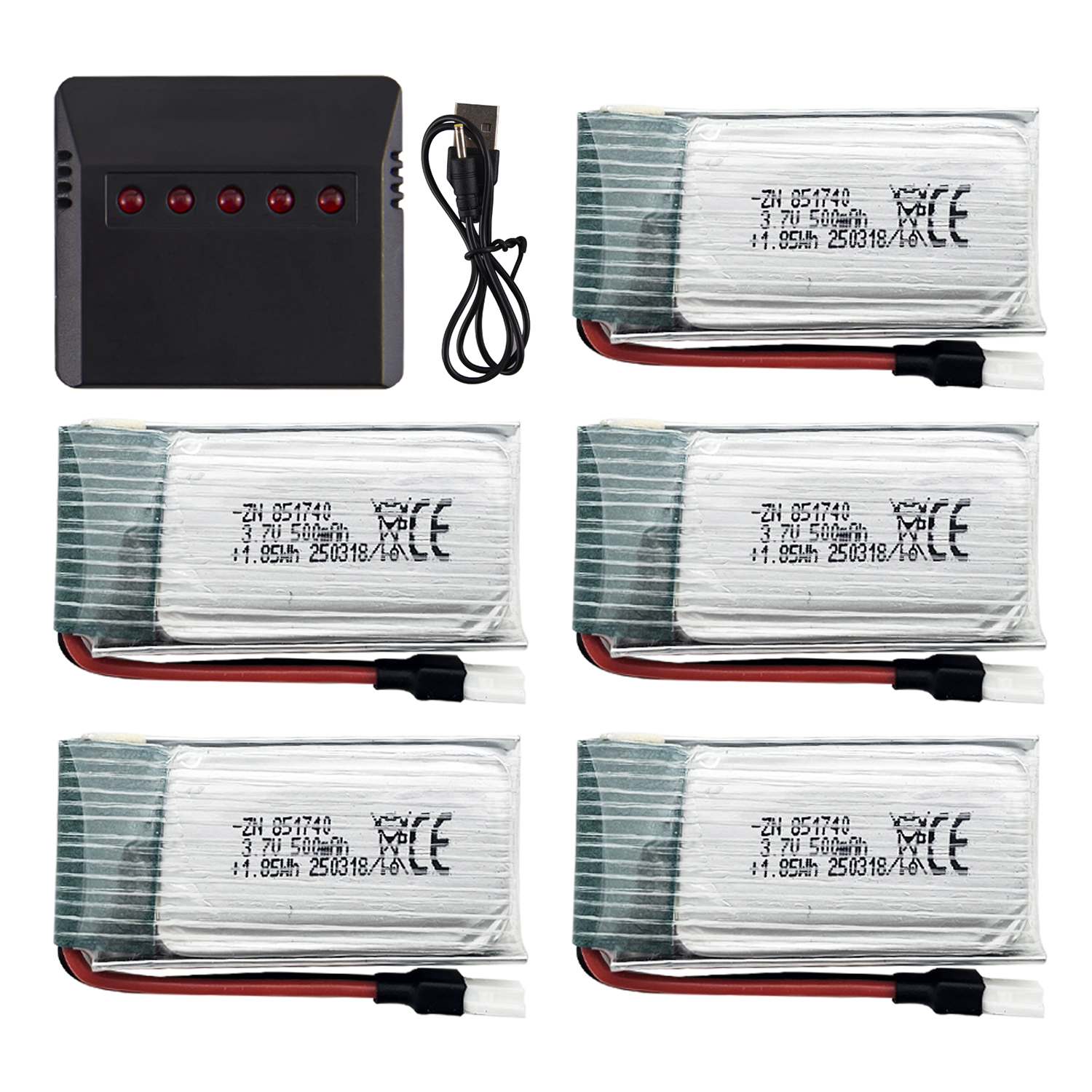 5Pcs 3.7V 500mAh LiPo Batterie - Drone Charger บทวิจารณ์และราคา