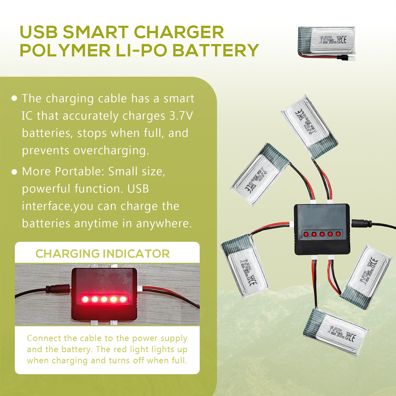 5Pcs 3.7V 500mAh LiPo Batterie - Drone Charger บทวิจารณ์และราคา